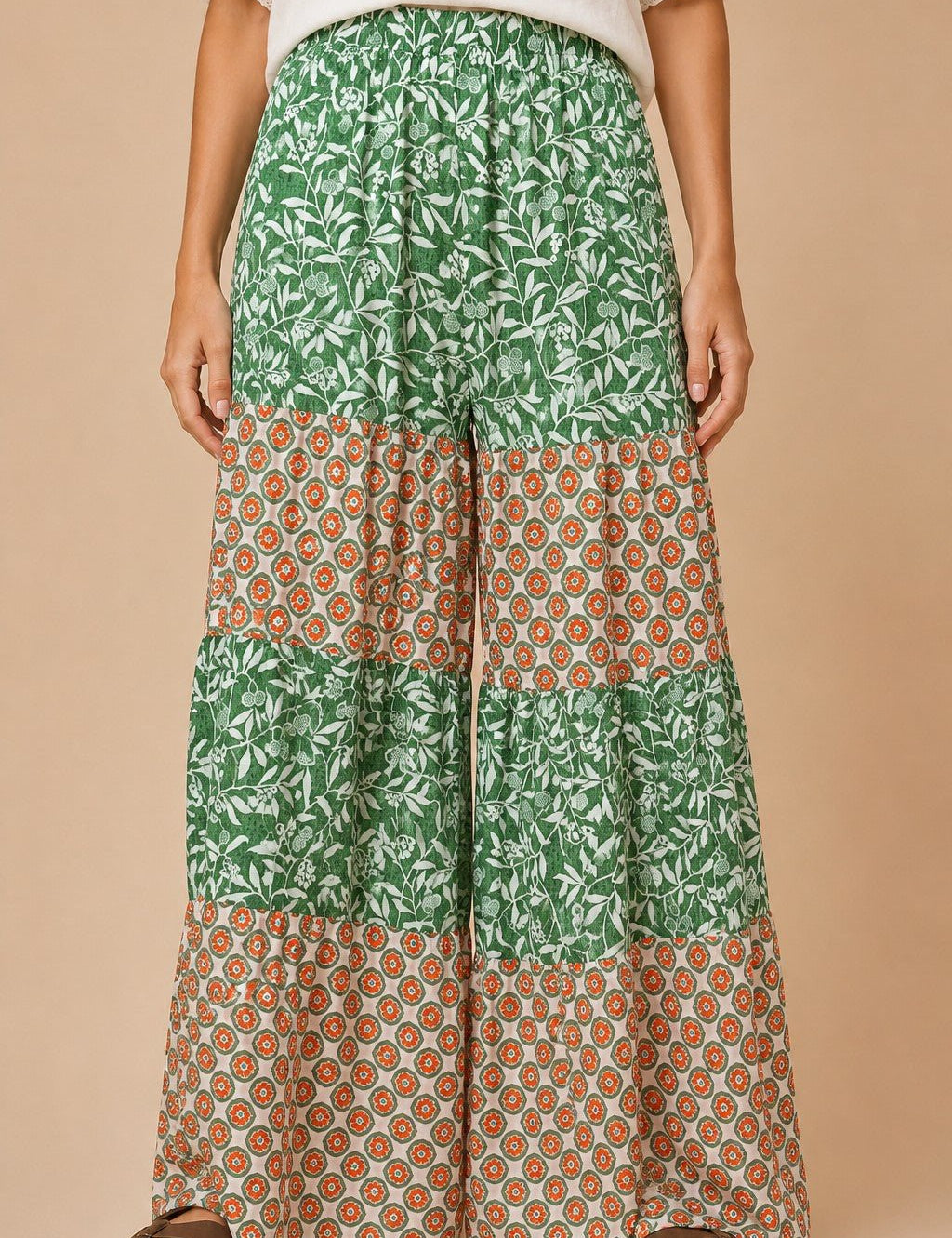 Free Time Mixed Floral Wide Leg Pants - Westly