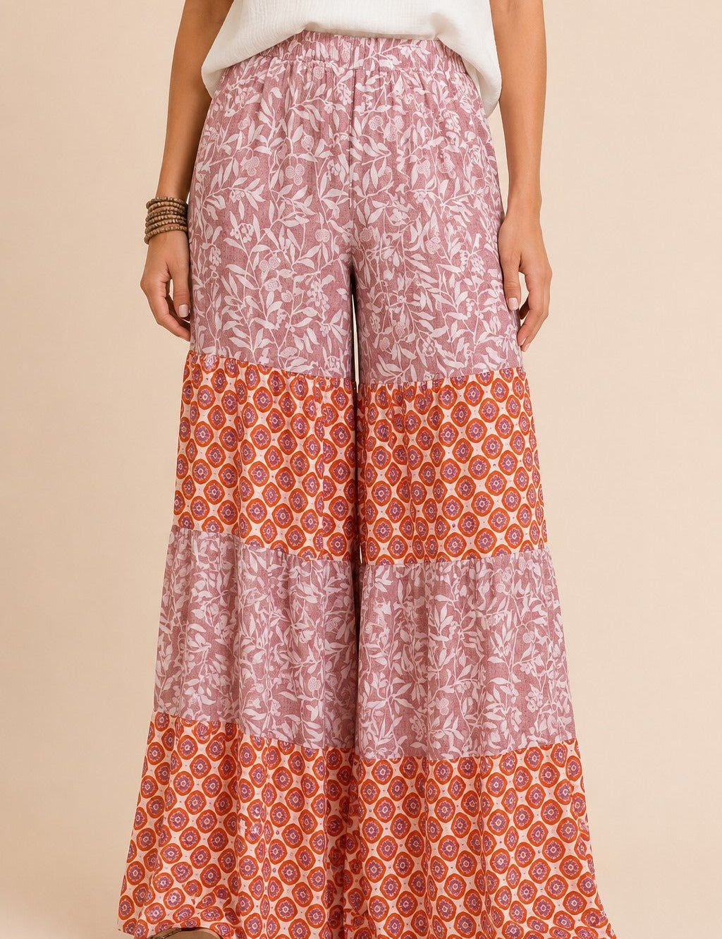 Free Time Mixed Floral Wide Leg Pants - Westly