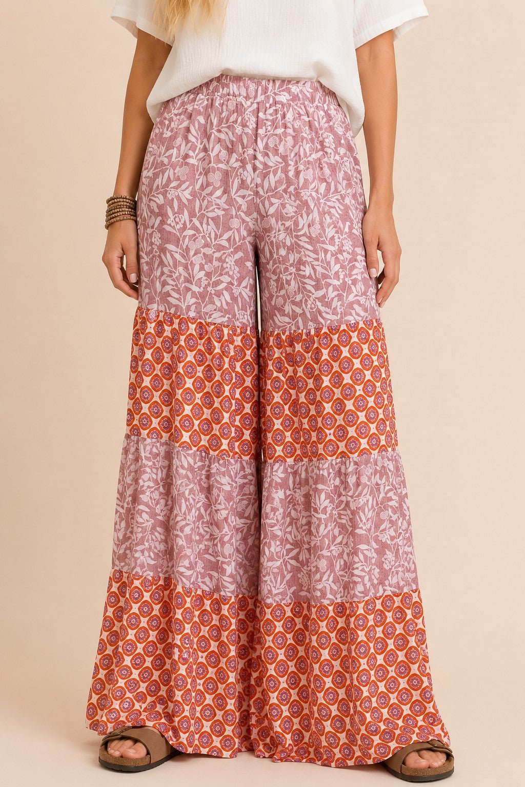 Free Time Mixed Floral Wide Leg Pants - Westly