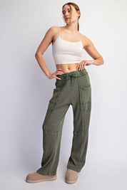 Free Time Washed Waffle Barrel Pants - Westly