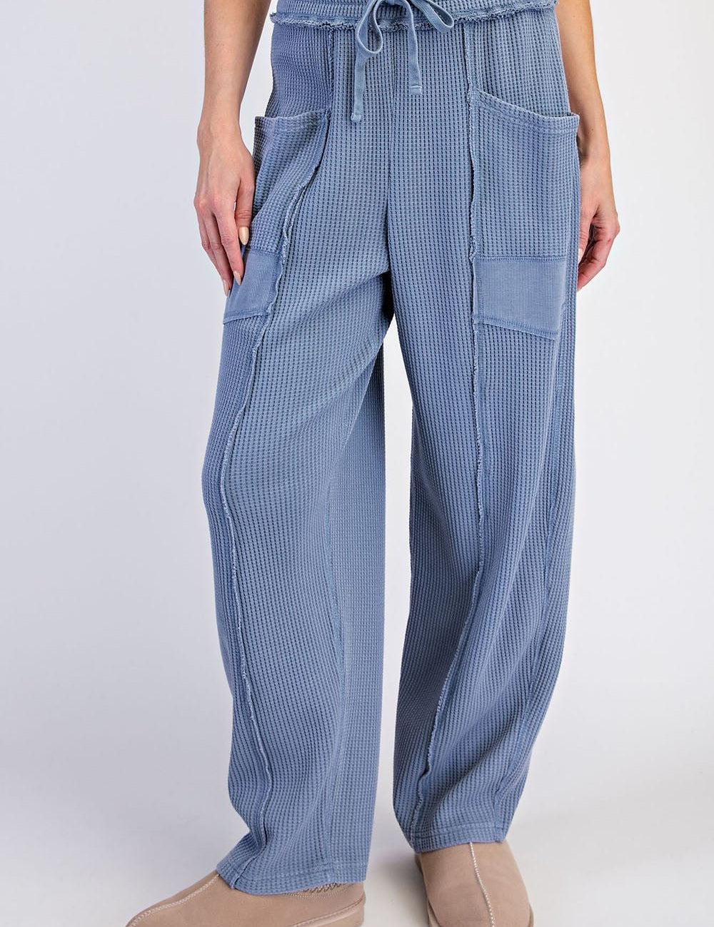 Free Time Washed Waffle Barrel Pants - Westly