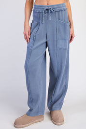 Free Time Washed Waffle Barrel Pants - Westly