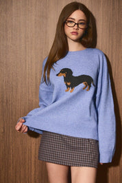 Fritz Dachshund Knit Sweater in Blue — product photo 01