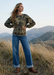 Frontier Camo Print Tiered Ruffle Hem Top - Westly
