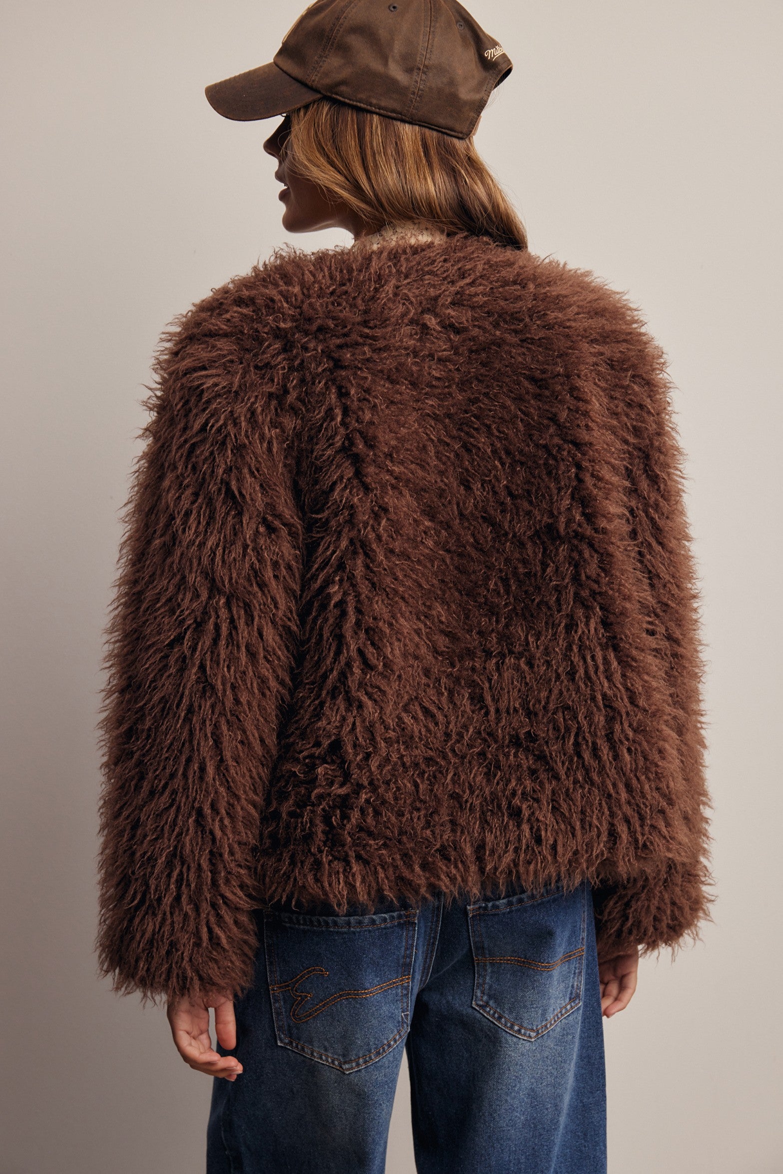 Frostline Shaggy Faux Fur Jacket in Espresso, photo 8