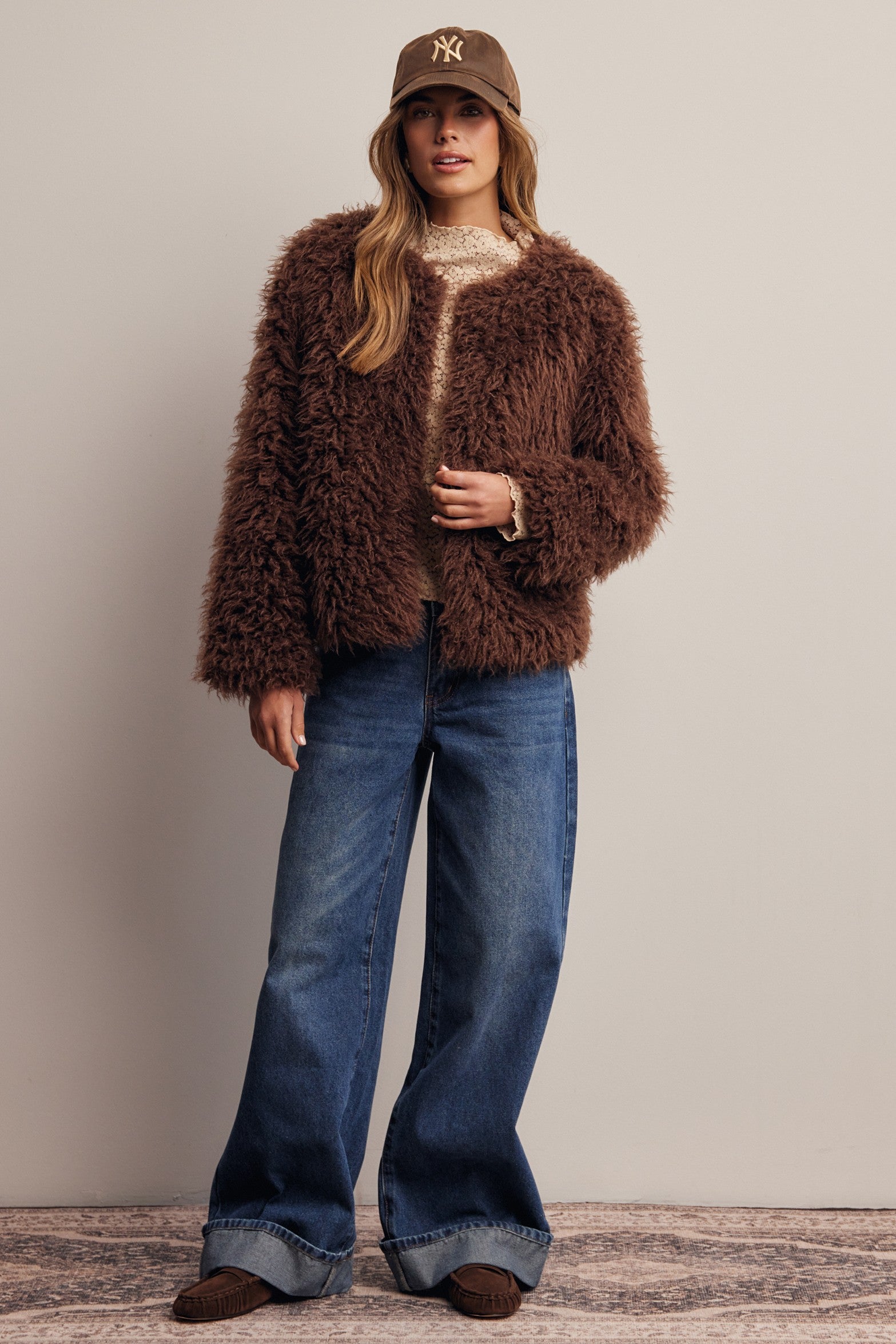 Frostline Shaggy Faux Fur Jacket in Espresso, photo 9
