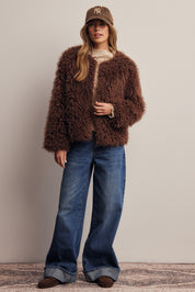 Frostline Shaggy Faux Fur Jacket in Espresso, photo 9