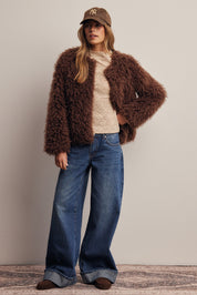 Frostline Shaggy Faux Fur Jacket in Espresso, photo 10