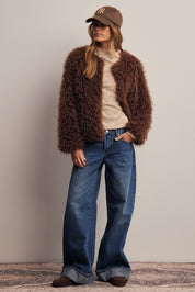Frostline Shaggy Faux Fur Jacket in Espresso, photo 11