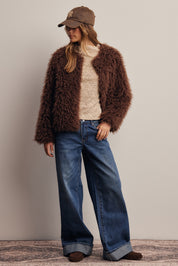 Frostline Shaggy Faux Fur Jacket in Espresso, photo 12