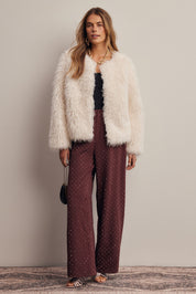 Frostline Shaggy Faux Fur Jacket in Ivory, photo 13