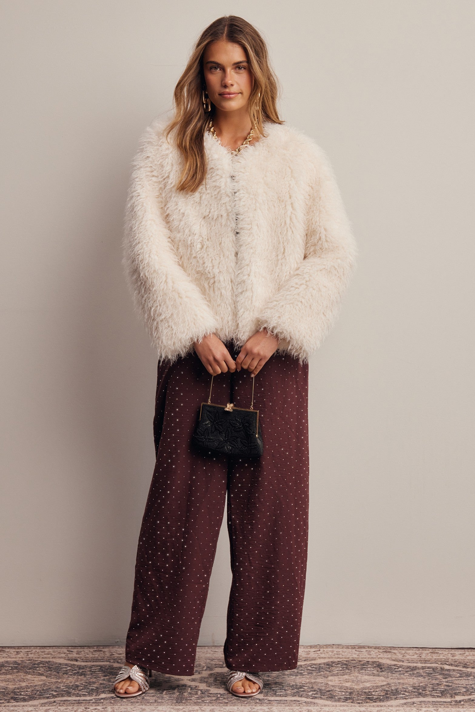 Frostline Shaggy Faux Fur Jacket in Ivory, photo 14