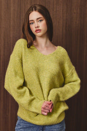 Fuzzy Logic Oversized Fuzzy V Neck Sweater - Westly