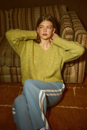 Fuzzy Logic Oversized Fuzzy V Neck Sweater - Westly