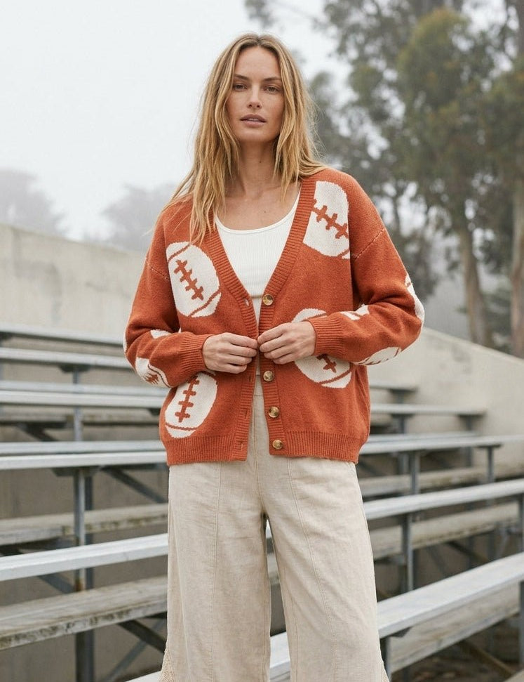 Game Day Button V - Neck Cardigan - Westly