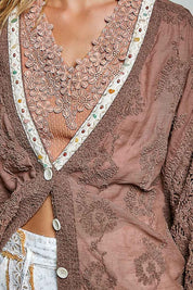 Garden Gate Chenille Crochet Cardigan - Westly