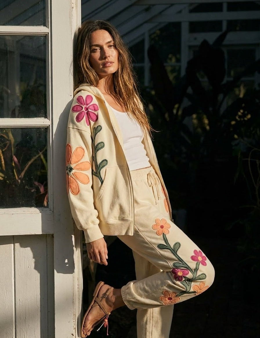 Garden Party Patchwork Oversized Zip - Up Hoodie - Westly