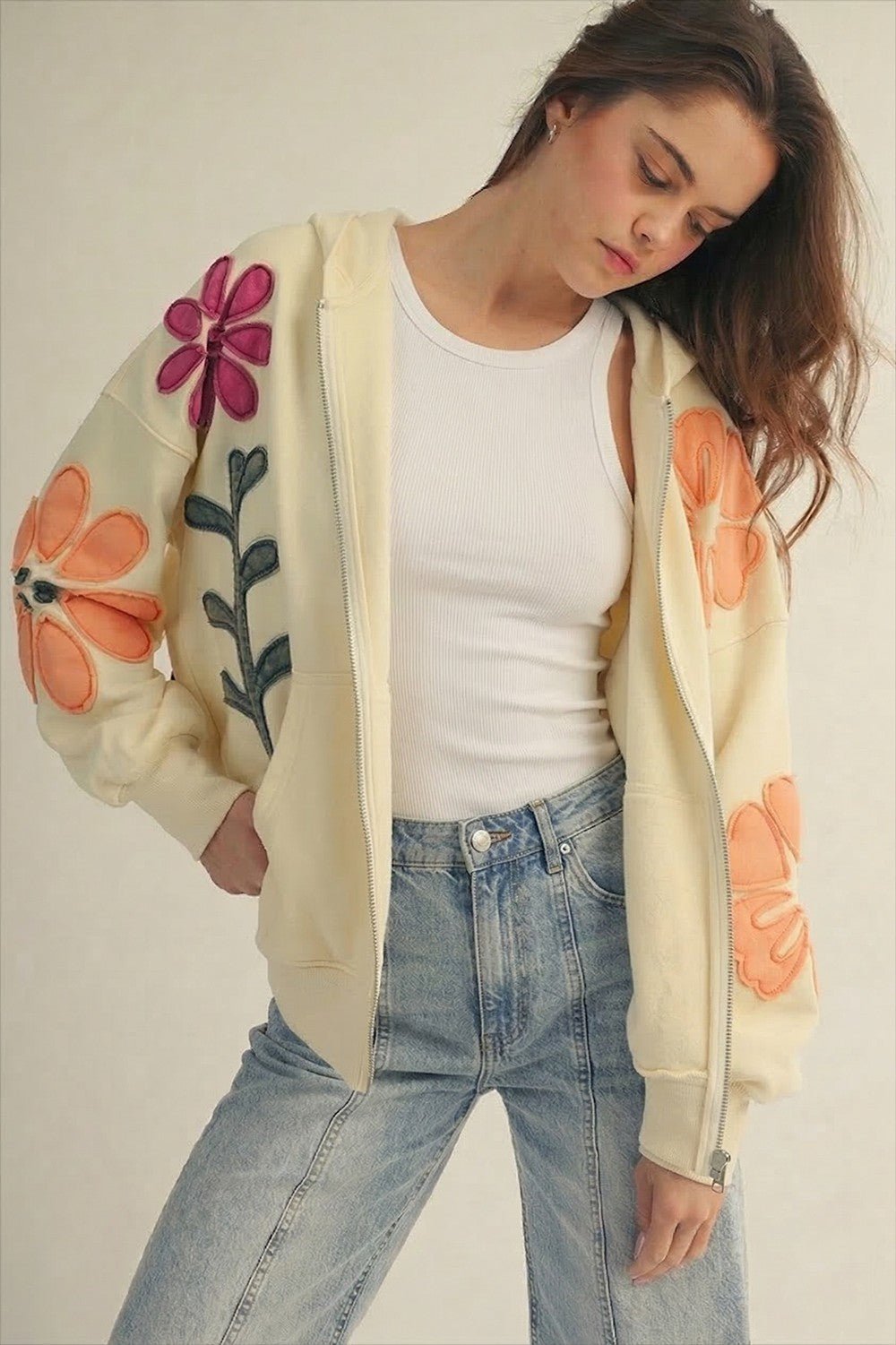 Garden Party Patchwork Oversized Zip - Up Hoodie - Westly