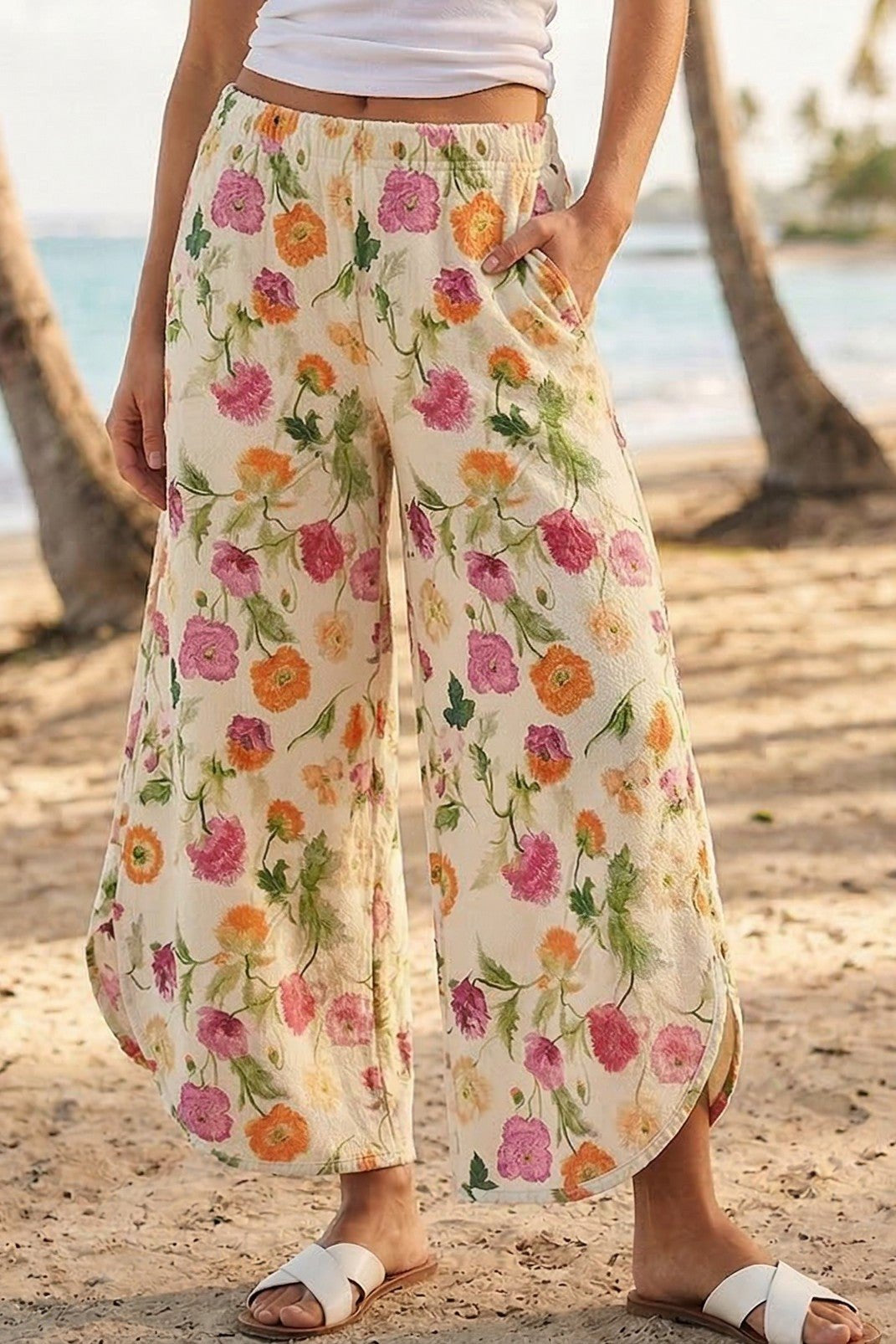 Gardenia Floral Tulip Relaxed Denim Pants - Westly