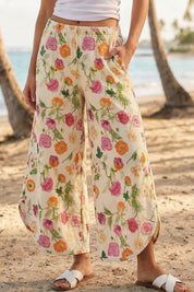 Gardenia Floral Tulip Relaxed Denim Pants - Westly