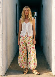 Gardenia Floral Tulip Relaxed Denim Pants - Westly