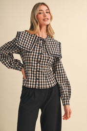 Gazette Statement Collar Gingham Blouse - Westly