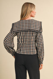 Gazette Statement Collar Gingham Blouse - Westly