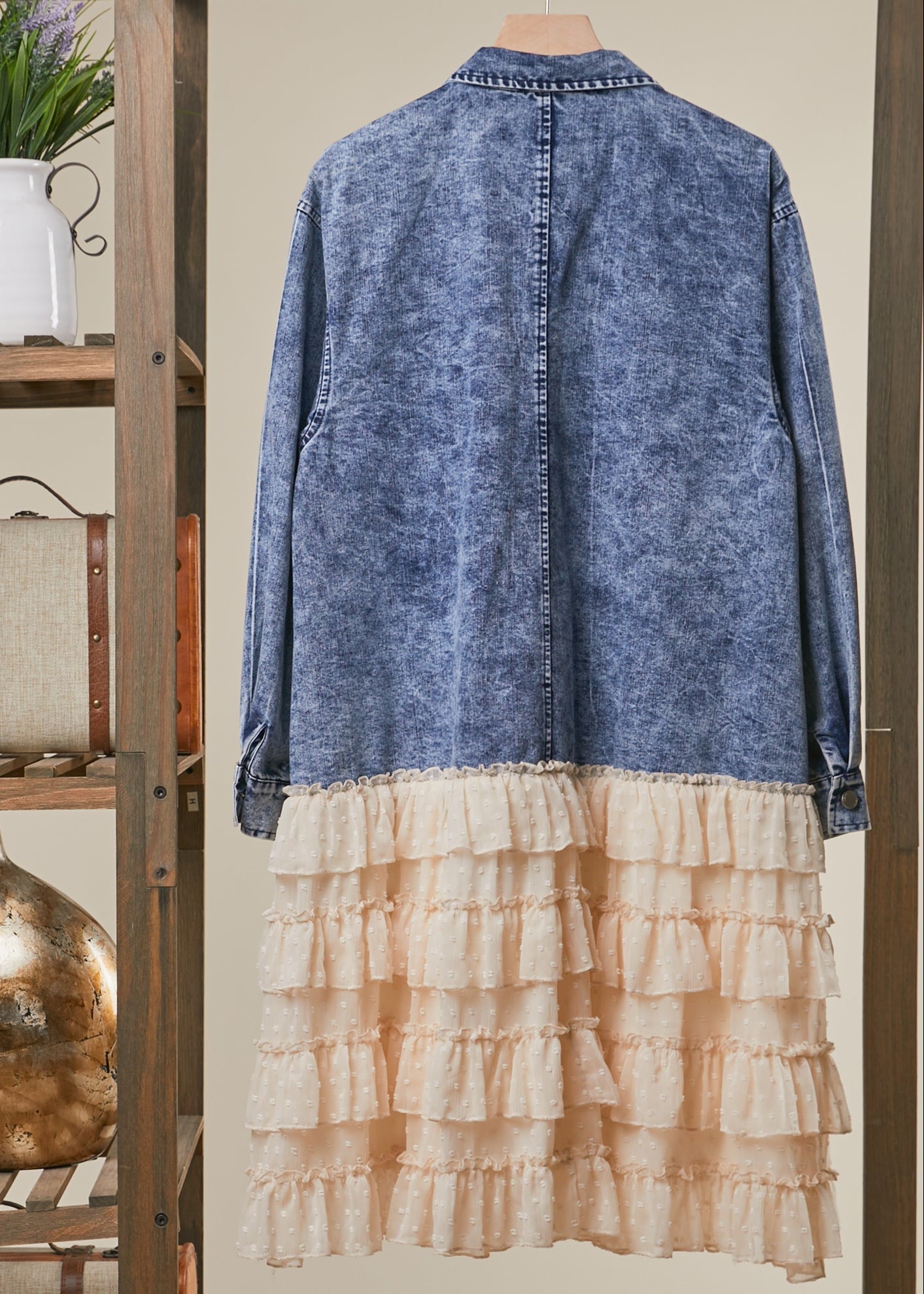 Georgia Floral Patch Denim Shirt Dress - Westly