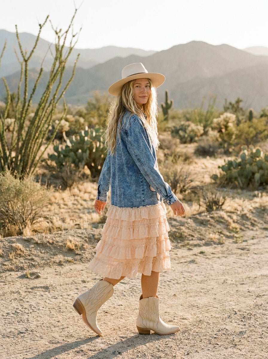 Georgia Floral Patch Denim Shirt Dress - Westly