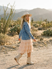 Georgia Floral Patch Denim Shirt Dress - Westly