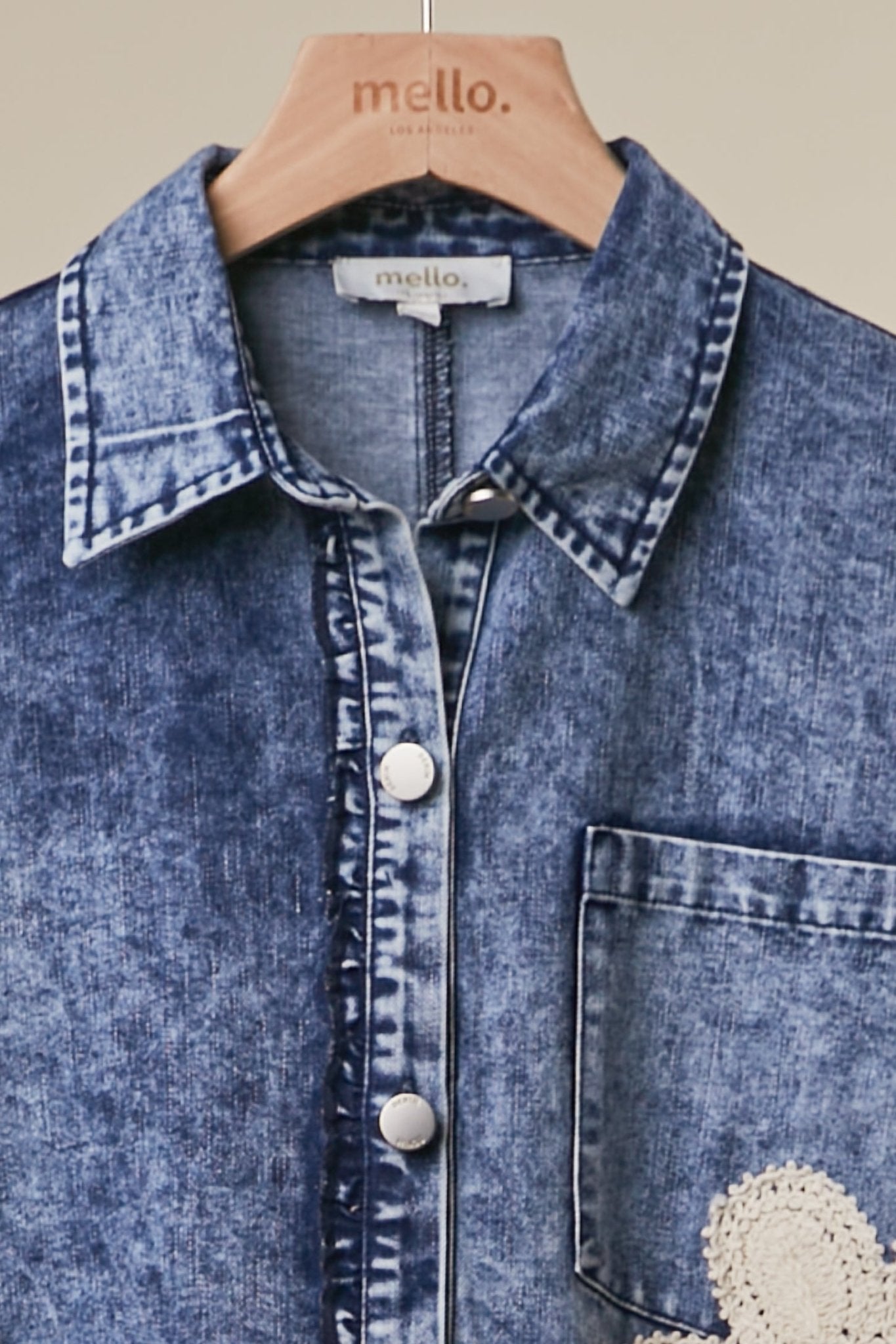 Georgia Floral Patch Denim Shirt Dress - Westly