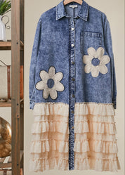 Georgia Floral Patch Denim Shirt Dress - Westly