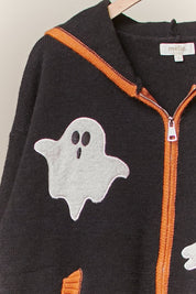 Ghost Town Ghost Patch Zip Up Hoodie - Westly