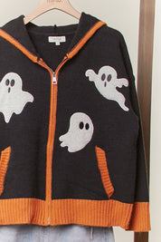 Ghost Town Ghost Patch Zip Up Hoodie - Westly