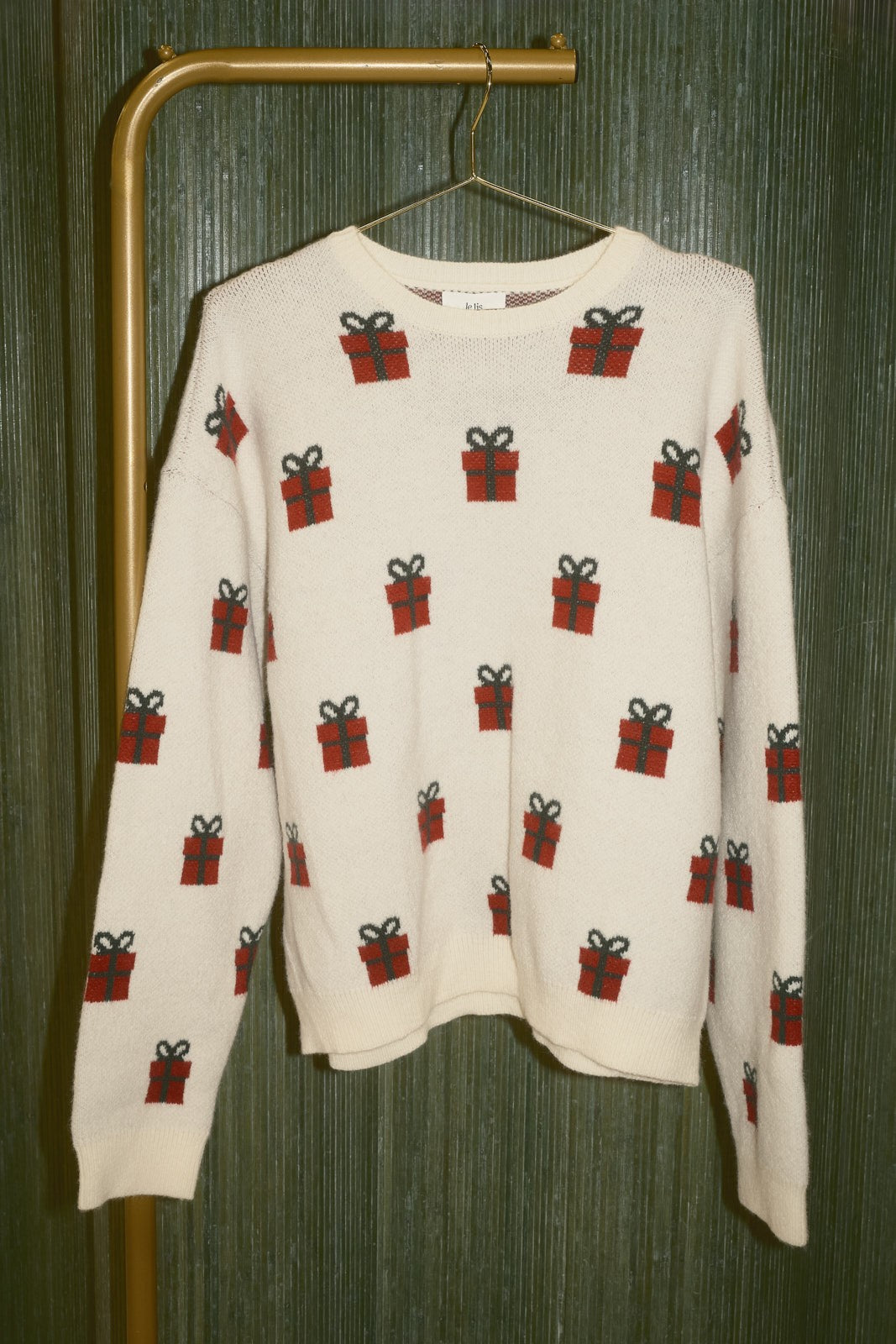 Gift Exchange Present Motif Knit Sweater in Cream — product photo 05