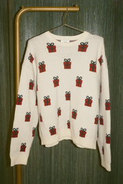 Gift Exchange Present Motif Knit Sweater in Cream — product photo 05