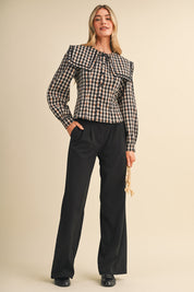 Gingham Gazette Statement Collar Gingham Blouse in Black Gingham, photo 11
