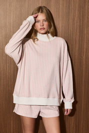 Gingham House Gingham Lounge Pullover - Light Pink Gingham