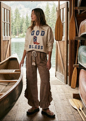 God Bless Cowboy Boot Oversized Graphic Sweatshirt - Westly