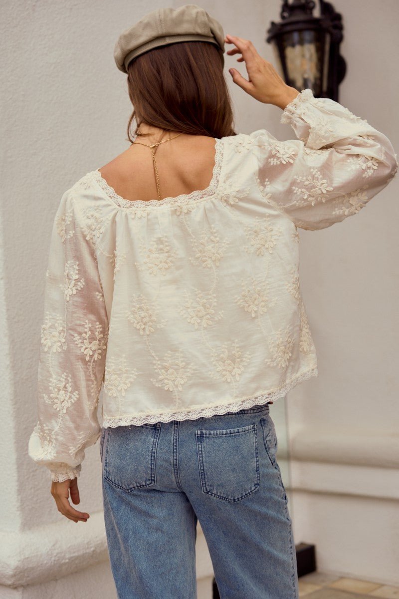 Golden Muse Lace Trimmed Blouse - Westly