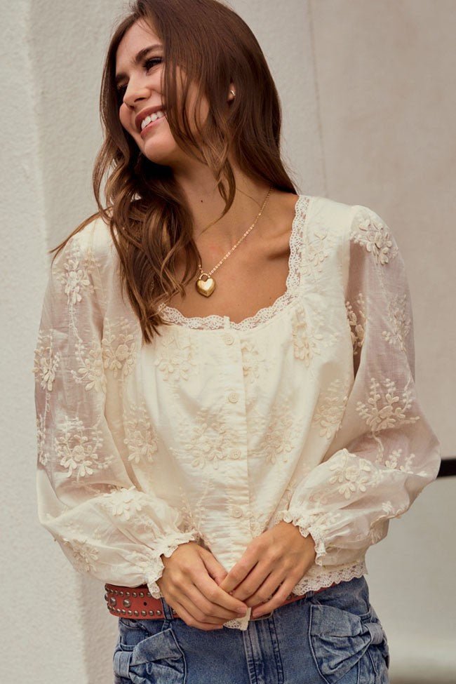 Golden Muse Lace Trimmed Blouse - Westly