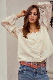Golden Muse Lace Trimmed Blouse - Westly