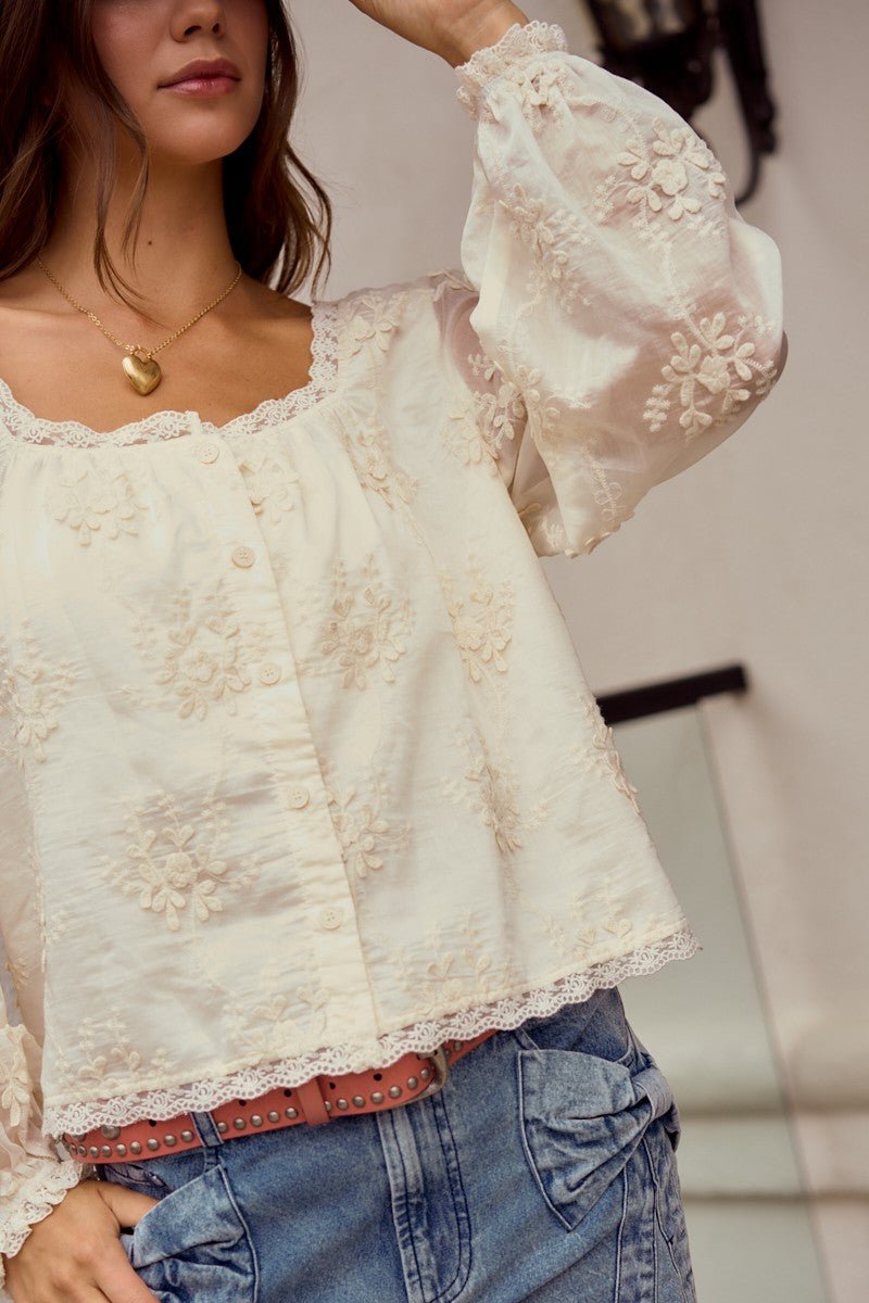 Golden Muse Lace Trimmed Blouse - Westly