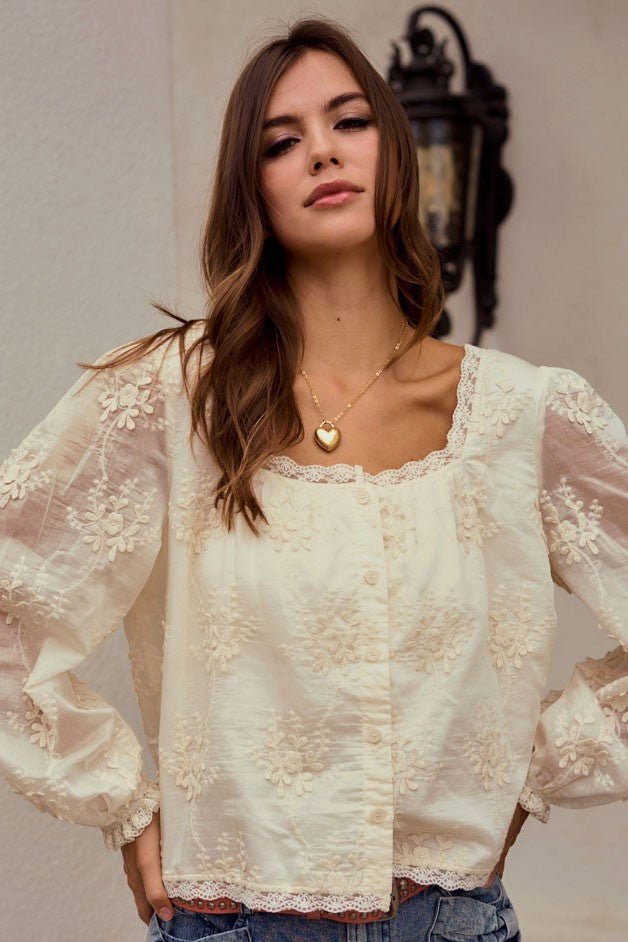 Golden Muse Lace Trimmed Blouse - Westly