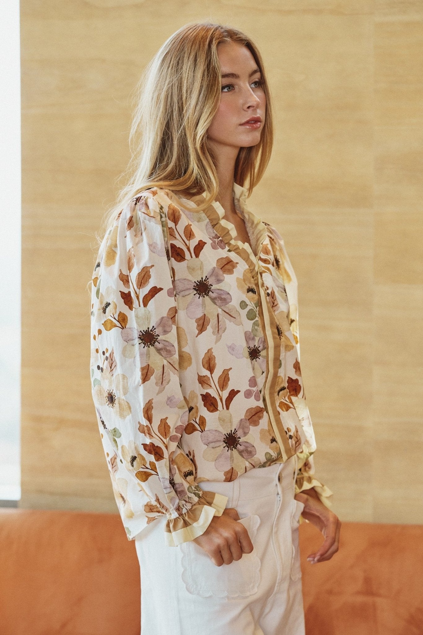 Goldie Ruffle Trim Floral Blouse - Westly