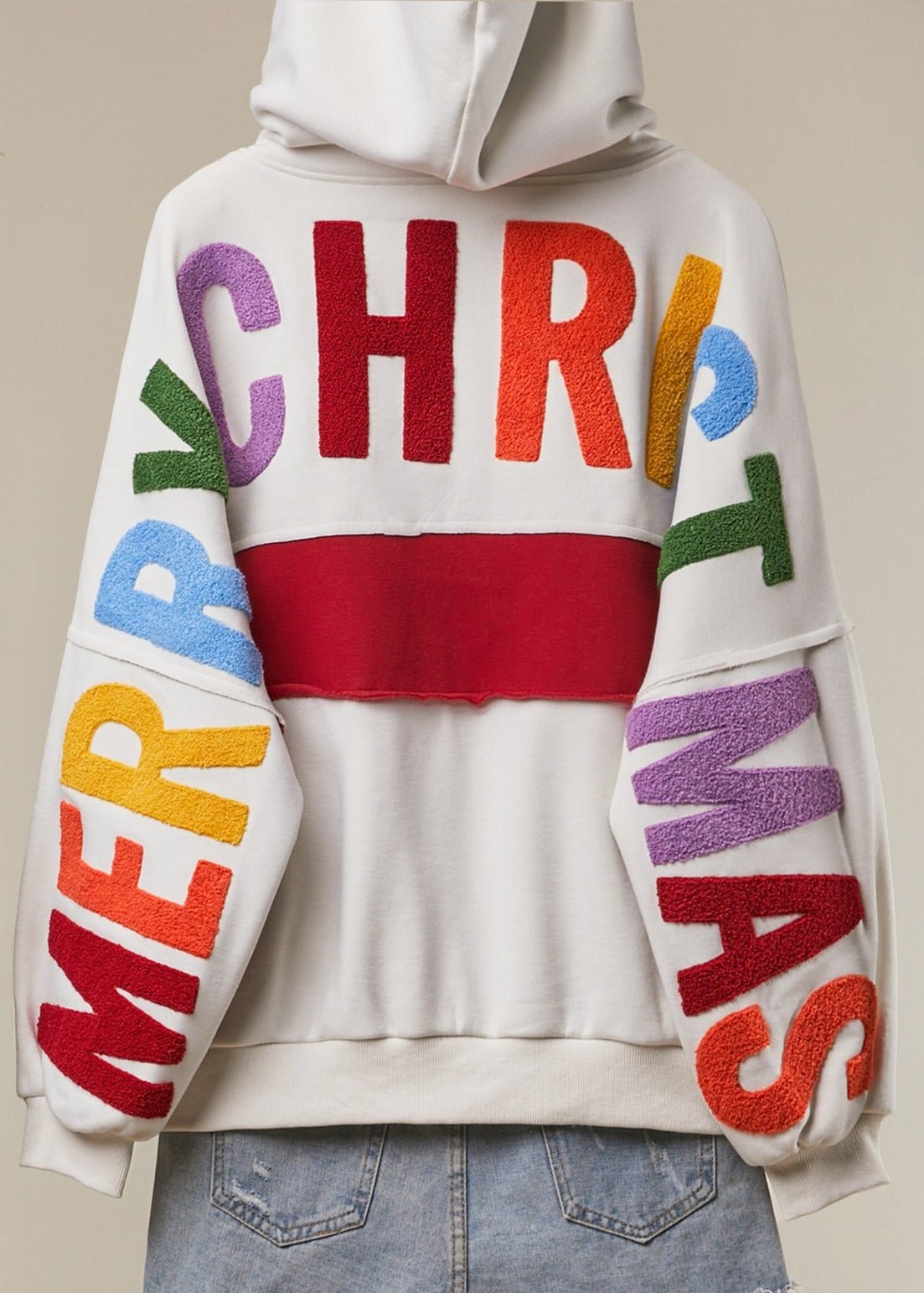 Good Cheer Appliqué Oversized Zip-Up Hoodie - Westly