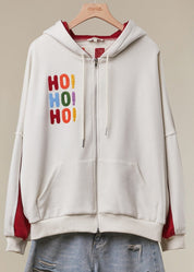Good Cheer Appliqué Oversized Zip-Up Hoodie - Westly