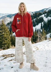 Good Cheer Appliqué Oversized Zip-Up Hoodie - Westly