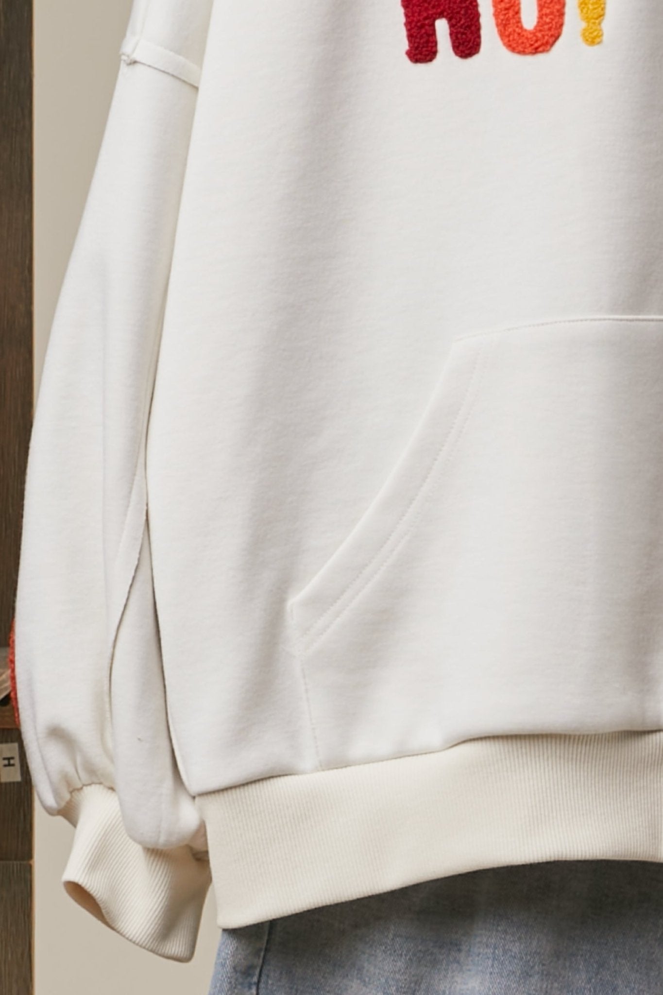 Good Cheer Appliqué Oversized Zip-Up Hoodie - Westly