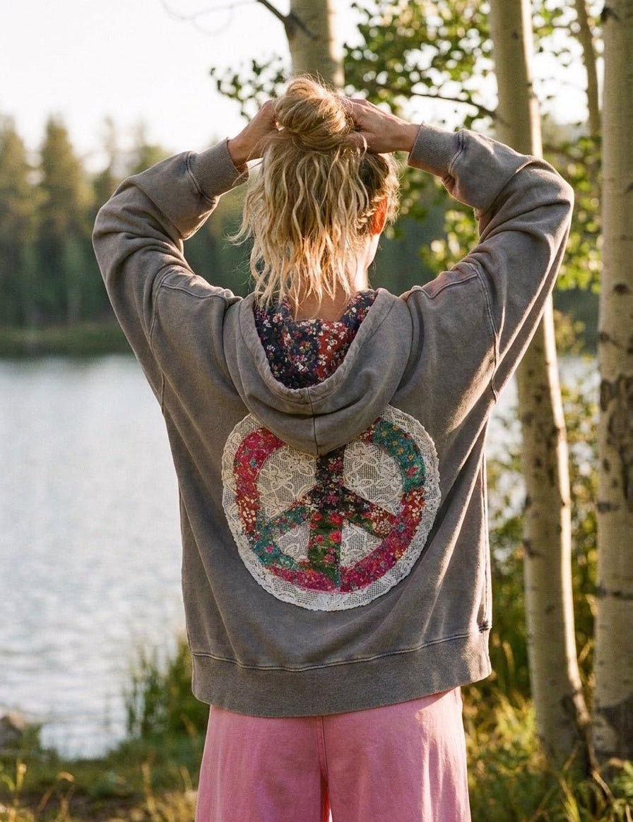 Good Company Peace Patch Washed Terry Hoodie - Westly